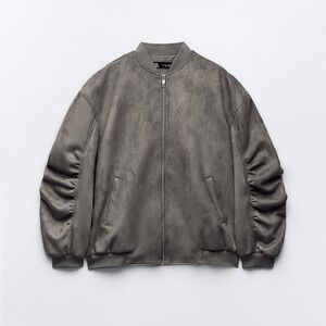Zara oversized suede bomber jacket